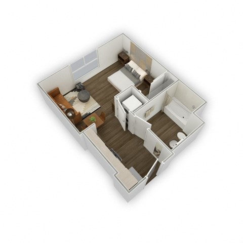 Floor plan for studio, 1 bath, 411 sqft